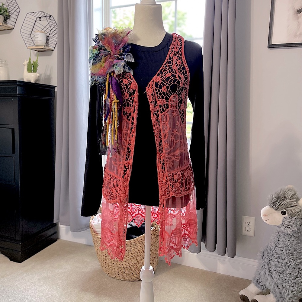 {Coral Lace cover up}